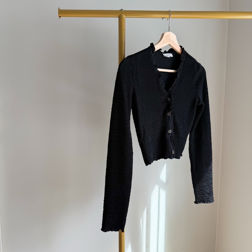 NWOT Mimosa Textured Black Button-Up Cardigan